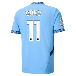 Puma Manchester City Jérémy Doku Home Jersey w/ EPL + No Room For Racism + Club World Cup Patches 24/25 (Team Light Blue/Marine Blue)