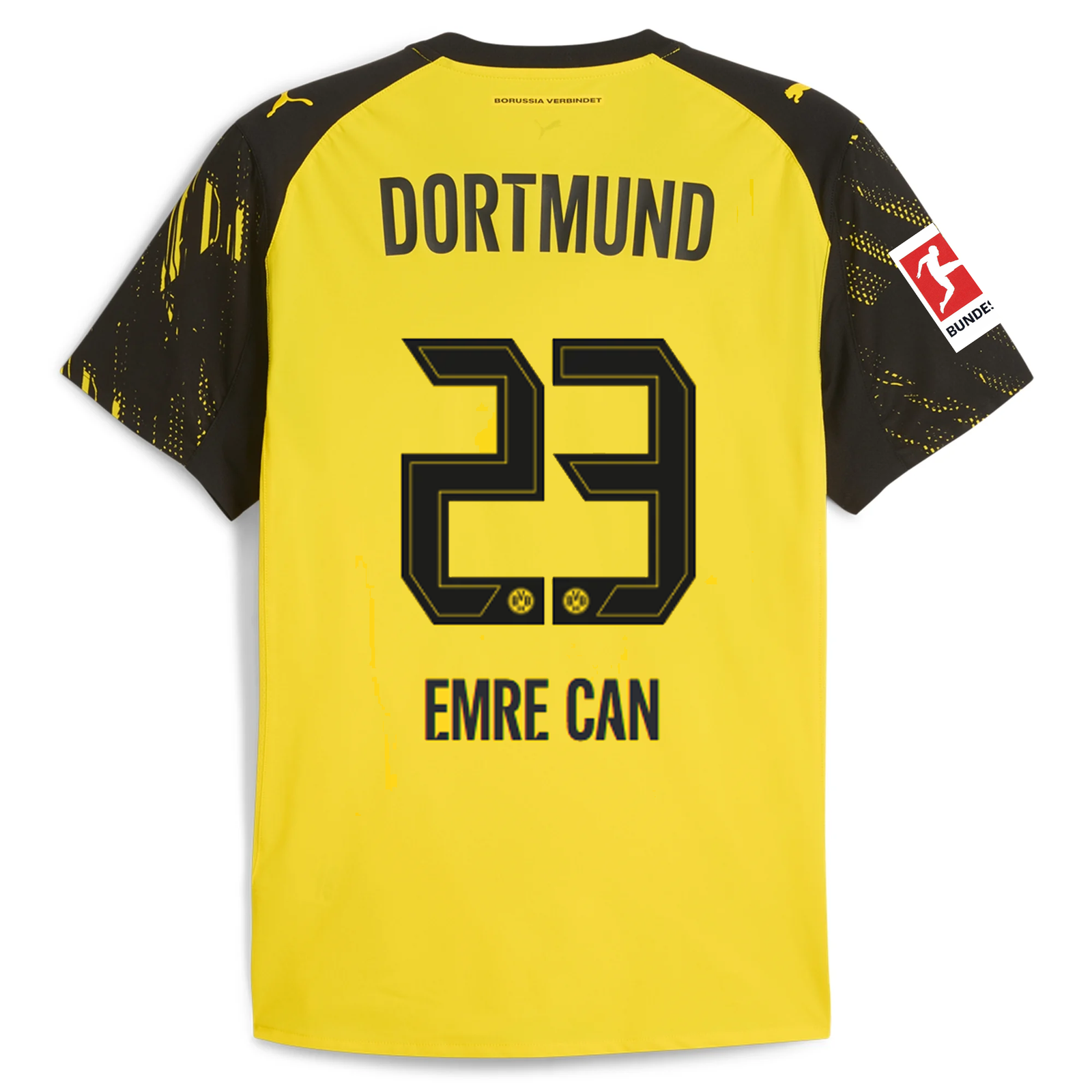 Puma BVB Dortmund Authentic Emre Can Home Jersey w/ Bundesliga Patch 25/26 (Faster Yellow/Puma Black)