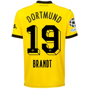 Puma Borussia Dortmund Julian Brandt Home Jersey w/ Champions League Patches 23/24 (Cyber Yellow/Puma Black)