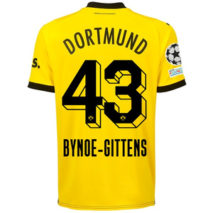 Puma Borussia Dortmund Jamie Bynoe-Gittens Home Jersey w/ Champions League Patches 23/24 (Cyber Yellow/Puma Black)