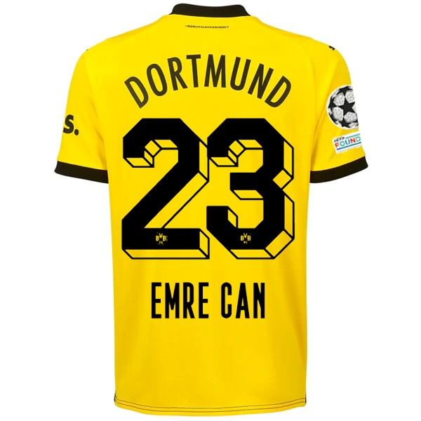 Puma Borussia Dortmund Emre Can Home Jersey w Champions League Patches 23 24 Cyber Yellow Puma Black