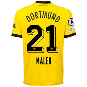 Puma Borussia Dortmund Donyell Malen Home Jersey w/ Champions League Patches 23/24 (Cyber Yellow/Puma Black)