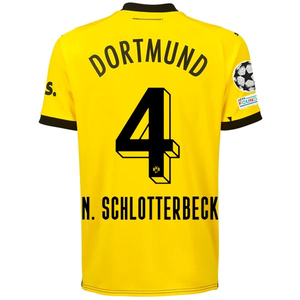 Puma Borussia Dortmund Nico Schlotterbeck Home Jersey w/ Champions League Patches 23/24 (Cyber Yellow/Puma Black)