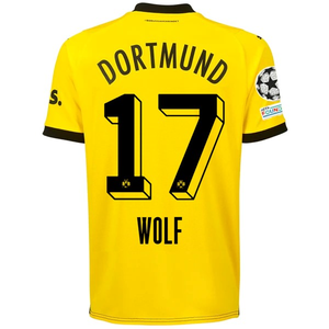 Puma Borussia Dortmund Marius Wolf Home Jersey w/ Champions League Patches 23/24 (Cyber Yellow/Puma Black)