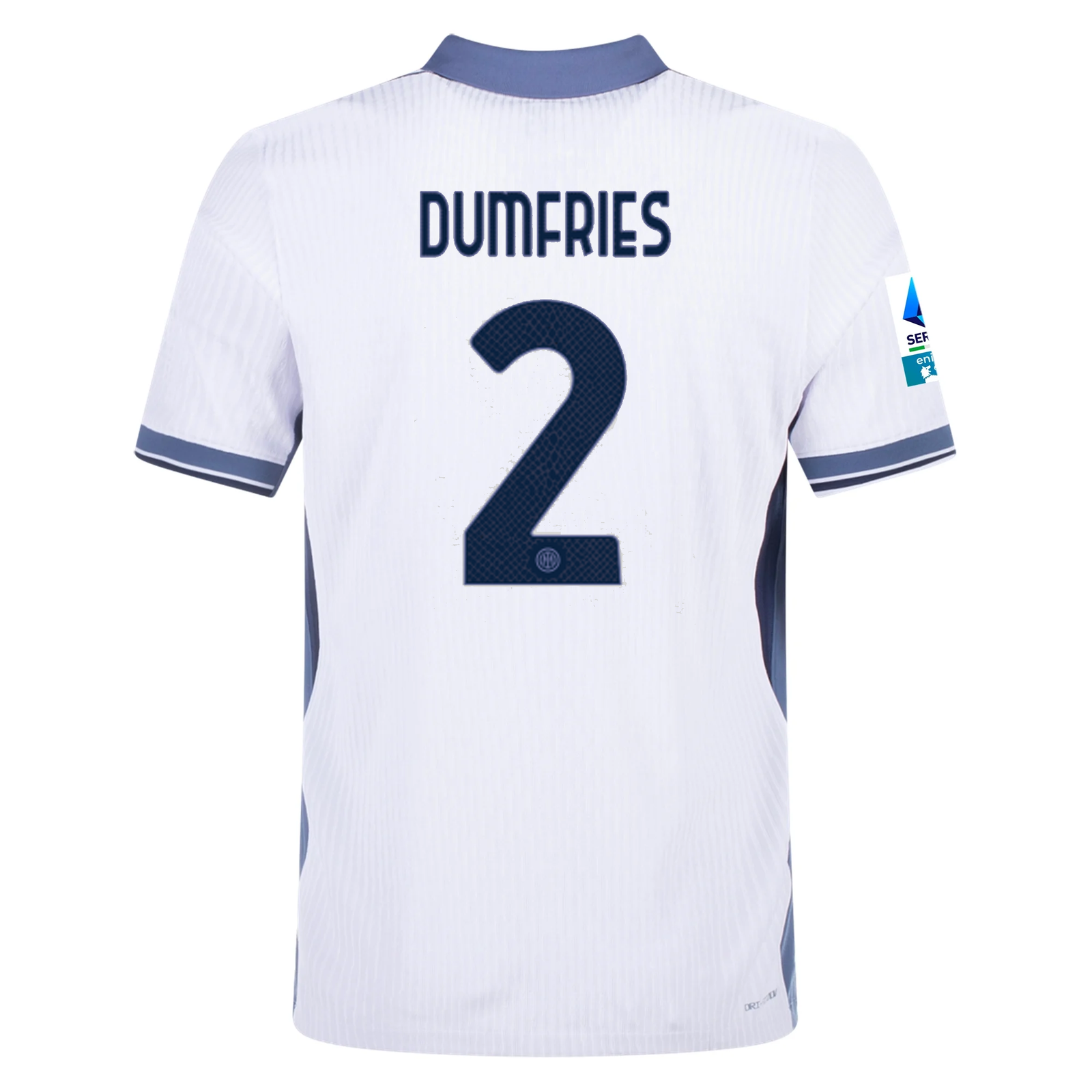 Nike Inter Milan Authentic Denzel Dumfries Away Jersey w/ Serie A + Scudetto Patch 24/25 (White/Silver)