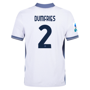 Nike Inter Milan Authentic Denzel Dumfries Away Jersey w/ Serie A + Scudetto Patch 24/25 (White/Silver)