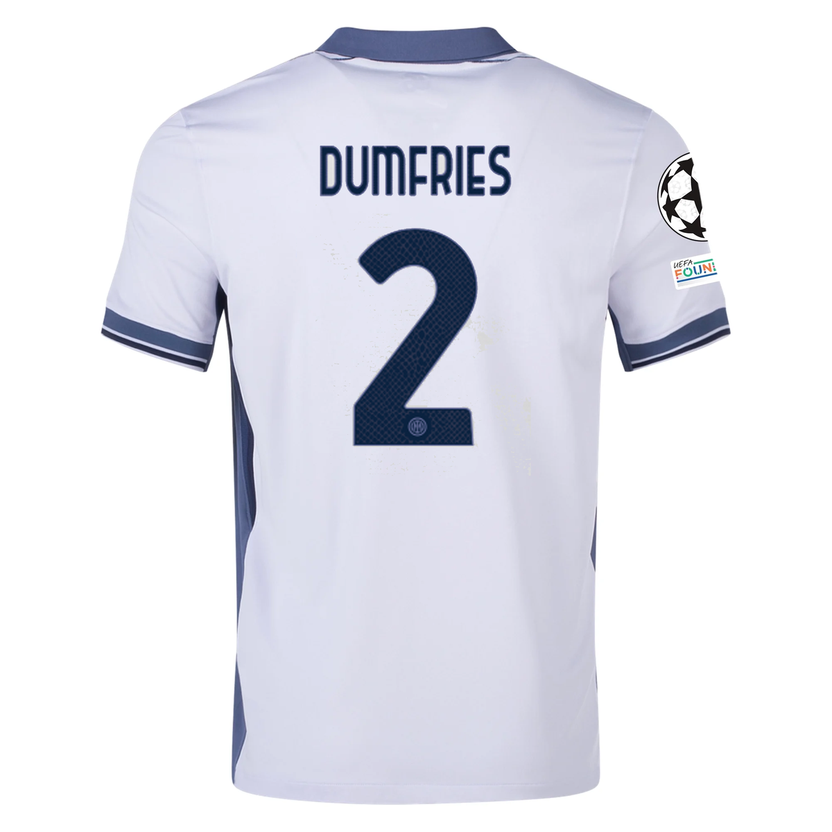 Nike Inter Milan Denzel Dumfries Away Jersey w/ Champions League + Scudetto Patch 24/25 (Summit White/Iris Whisper)
