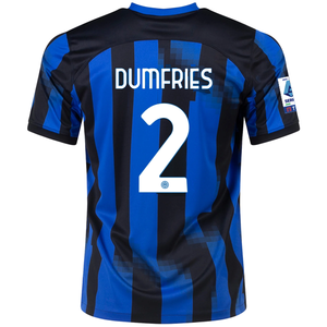 Nike Inter Milan Denzel Dumfries Home Jersey w/ Serie A Patches 23/24 (Lyon Blue/Black/Vibrant Yellow)