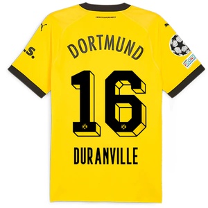 Puma Borussia Dortmund Authentic Duncanville Home Jersey w/ Champions League Patches 23/24 (Cyber Yellow/Puma Black)