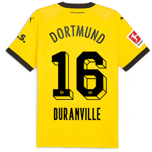 Puma Borussia Dortmund Authentic Duranville Home Jersey w/ Bundesliga Patch 23/24 (Cyber Yellow/Puma Black)
