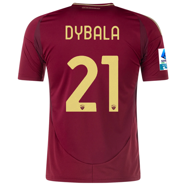 adidas Roma Paulo Dybala Home Jersey w Serie A Patch 24 25 Burgundy Soccer Wearhouse