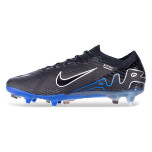 Nike Zoom Vapor 15 Elite Firm Ground Soccer Cleats (Black/Chrome-Hyper Royal)