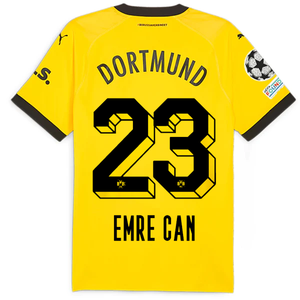Puma Borussia Dortmund Authentic Emre Can Home Jersey w/ Champions League Patches 23/24 (Cyber Yellow/Puma Black)