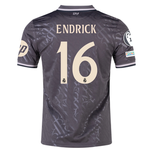 adidas Real Madrid Endrick Third Jersey w/ Champions League Patches + HP Sponsor 24/25 (Charcoal)