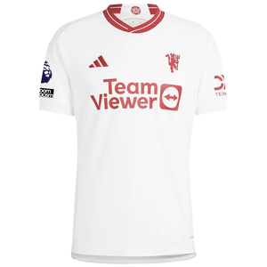 adidas Manchester United Third Jersey w/ EPL + No Room For Racism Patches 23/24 (Cloud White/Red)