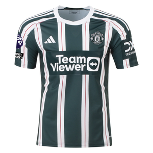 adidas Manchester United Kobbie Mainoo Away Jersey w/ EPL + No Room For Racism Patches 23/24 (Green Night/Core White)
