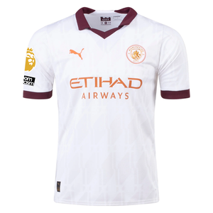 Puma Manchester City John Stones Away Jersey w/ EPL + No Room For Racism Patches 23/24 (Puma White/Aubergine)