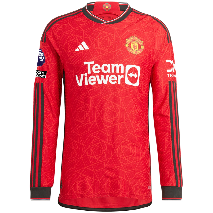 Adidas Manchester United Authentic Casemiro Long Sleeve Home Jersey w/ EPL + No Room for Racism Patches 23/24 (Team College Red) Size S