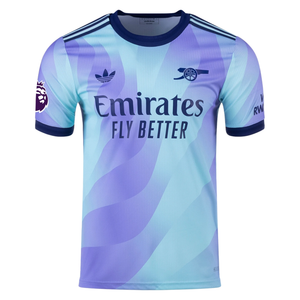 adidas Arsenal Authentic William Saliba Third Jersey w/ EPL Patch 24/25 (Clear Aqua/Light Flash Purple)