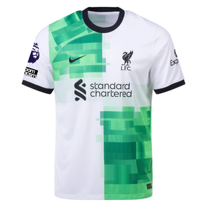 Nike Liverpool Away Cody Gakpo Jersey w/ EPL + No Room For Racism Patches 23/24 (White/Green Spark)