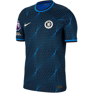 Nike Chelsea Authentic Match Vaporknit Away Jersey w/ EPL + No Room For Racism Patches 23/24 (Soar/Club Gold)