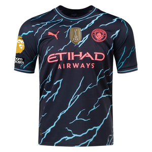 Puma Manchester City Kevin De Bruyne Third Jersey w/ EPL + No Room For Racism + Club World Cup Patches 23/24 (Dark Marine/Hero Blue)