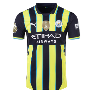 Puma Manchester City Authentic Kevin De Bruyne Away Jersey w/ EPL + Club World Cup Patch 24/25 (New Navy/Yellow Glow)