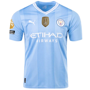 Puma Manchester City Erling Haaland Home Jersey w/ EPL + No Room For Racism + Club World Cup Patches 23/24 (Team Light Blue/Puma White)