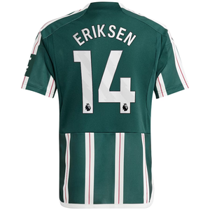 adidas Youth Manchester United Christian Eriksen Away Jersey 23/24 (Green Night/Core White/Active Maroon)