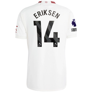 adidas Manchester United Christian Eriksen Third Jersey w/ EPL + No Room For Racism Patches 23/24 (Cloud White/Red)