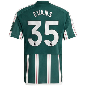 adidas Youth Manchester United Johnny Evans Away Jersey 23/24 (Green Night/Core White/Active Maroon)