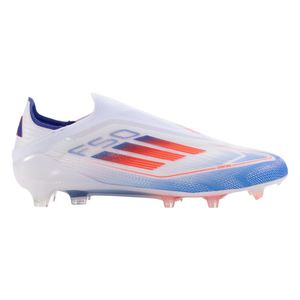 adidas F50 Elite Laceless FG Soccer Cleats (White/Solar Red/Lucid Blue)