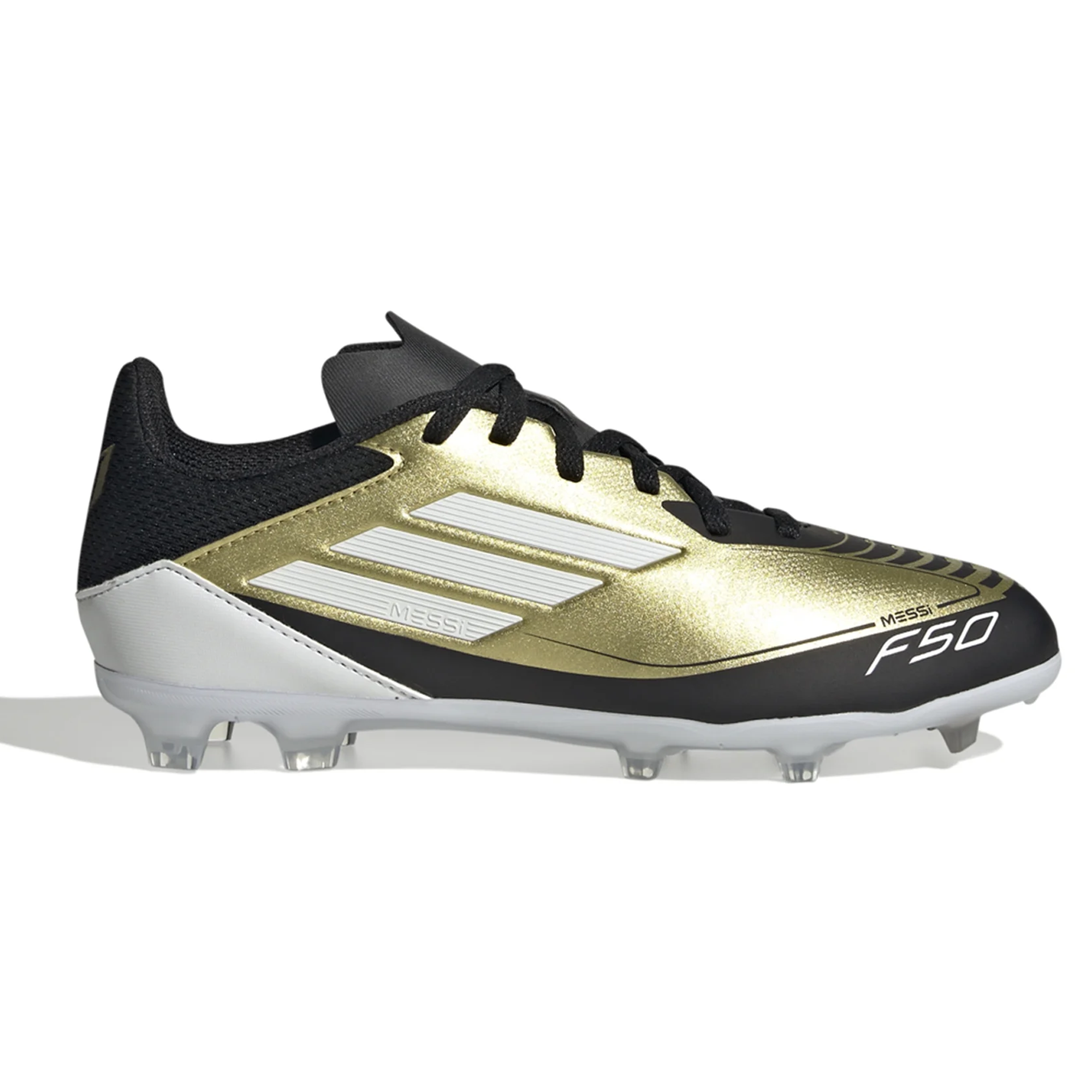 adidas Jr. F50 Messi League FG/MG Soccer Cleats (Gold Metallic/White/B - Soccer Wearhouse