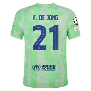 Nike Barcelona Authentic Frenkie de Jong Third Jersey w/ Champions League Patches 24/25 (Barely Volt/Old Royal)