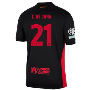 Nike Barcelona Frenkie De Jong Away Jersey w/ Champions League Patches 24/25 (Black/University Red/Hyper Royal)