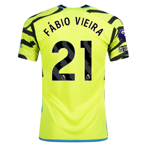 adidas Arsenal Fabio Vieira Away Jersey w/ EPL + No Room For Racism Patches 23/24 (Team Solar Yellow/Black)
