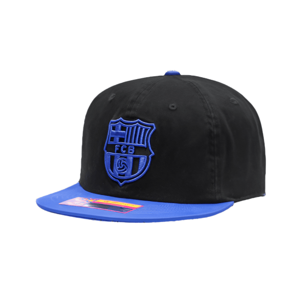 Fan Ink Barcelona Wander Snapback Adjustable Hat (Black/Blue) | SoccerWearhouse