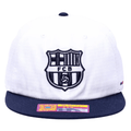 Fan Ink FC Barcelona Swingman Wax Snapback Adjustable Hat (White/Navy)