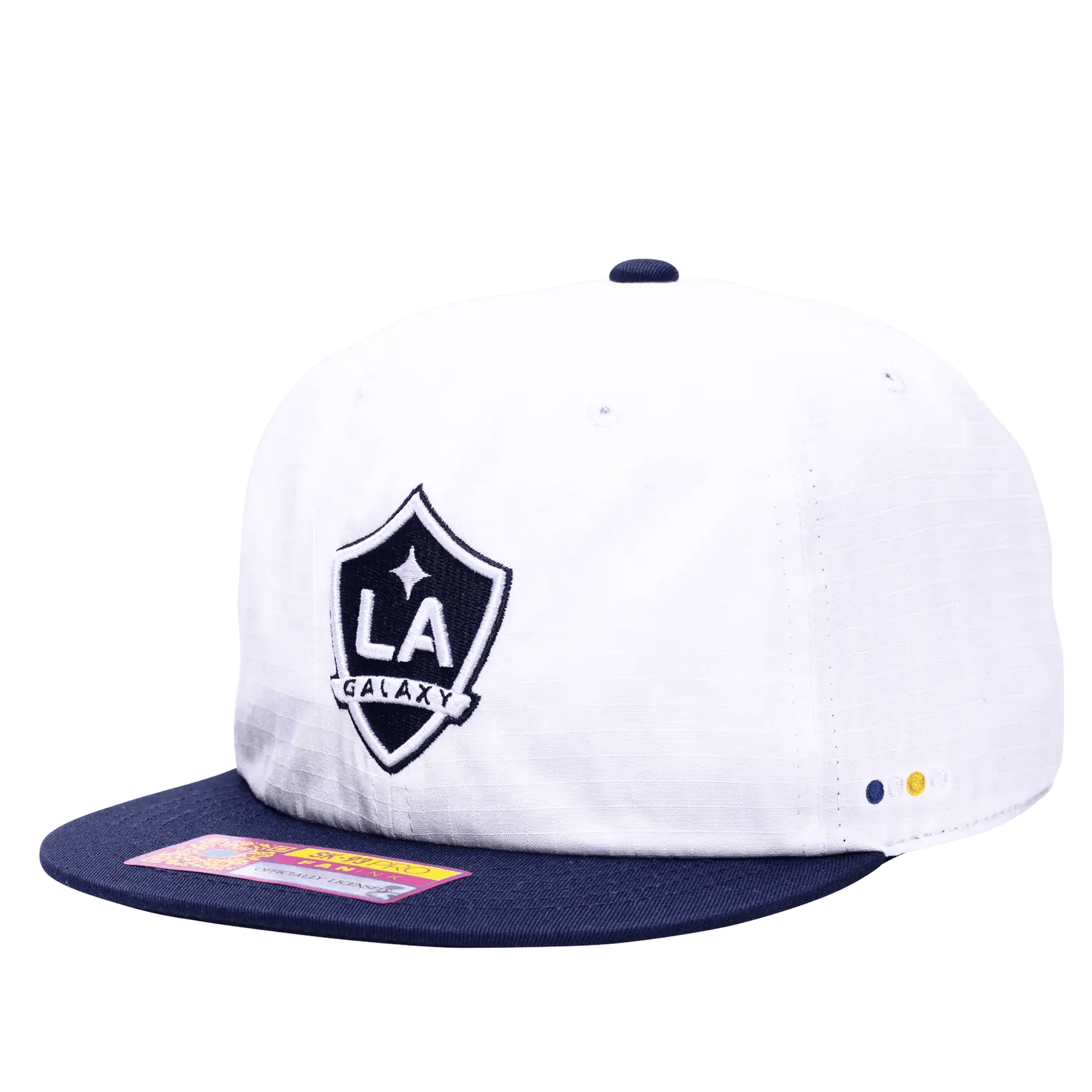 Fan Ink LA Galaxy Swingman Wax Snapback Hat (White/Navy) | SoccerWearhouse
