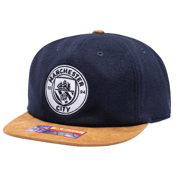 Fan Ink Manchester City Lafayette Snapback Hat (Navy/Brown) | SoccerWearhouse