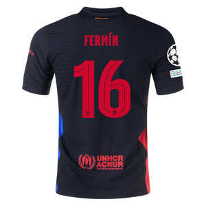 Nike Barcelona Authentic Fermín López Away Jersey w/ Champions League Patches 24/25 (Black/University Red/Hyper Royal)