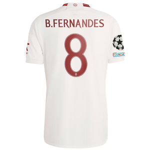 adidas Manchester United Bruno Fernandes Third Jersey w/ Champions League Patches 23/24 (Cloud White/Red)