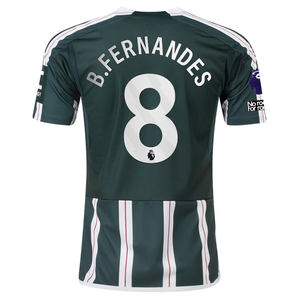 adidas Manchester United Bruno Fernandes Away Jersey w/ EPL + No Room For Racism Patches 23/24 (Green Night/Core White)