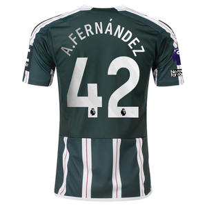 adidas Manchester United Álvaro Fernández Away Jersey w/ EPL + No Room For Racism Patches 23/24 (Green Night/Core White)