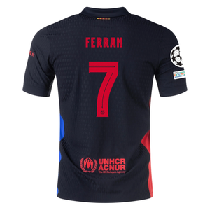 Nike Barcelona Authentic Ferran Torres Away Jersey w/ Champions League Patches 24/25 (Black/University Red/Hyper Royal)