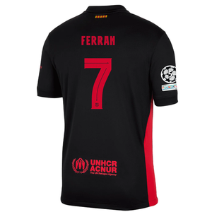 Nike Barcelona Ferran Torres Away Jersey w/ Champions League Patches 24/25 (Black/University Red/Hyper Royal)