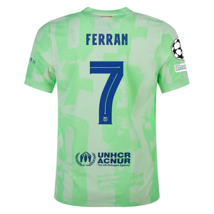 Nike Barcelona Authentic Ferran Torres Third Jersey w/ Champions League Patches 24/25 (Barely Volt/Old Royal)