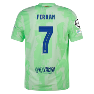 Nike Barcelona Ferran Torres Third Jersey w/ Champions League Patches 24/25 (Barely Volt/Old Royal)