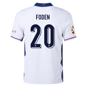 Nike England Authentic Phil Foden Match Home Jersey w/ Euro 2024 Patches 24/25 (White/Blue Void)