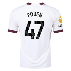 Puma Manchester City Phil Foden Away Jersey w/ EPL + No Room For Racism Patches 23/24 (Puma White/Aubergine)